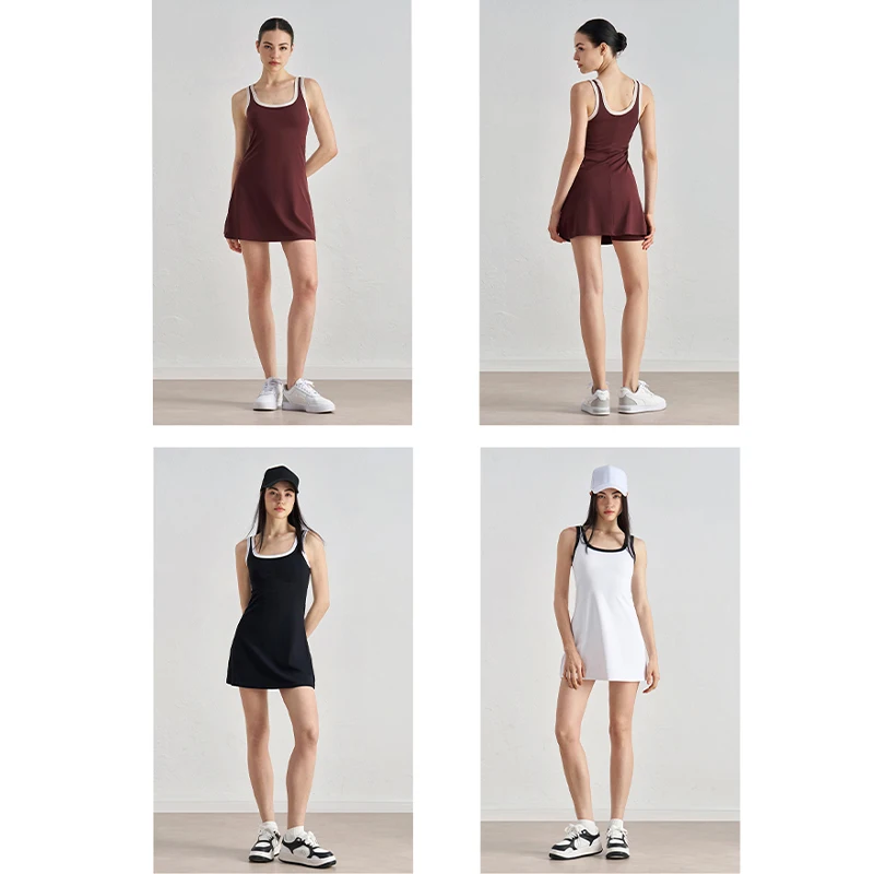 DANCEFISH Naked Detachable Chest Pad dress Hot Girl Outdoor Tennis Skirt Sports Yoga Skirt Women - Image 6