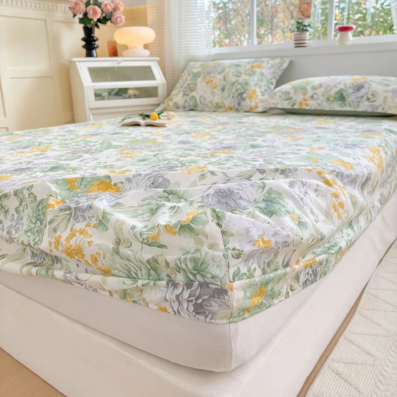 Print Bed Cover Pure Cotton Bedsheets Single/Twin/Queen/King Size Fitted Sheet Home Soft Bed Linen couvre lit (No Pillowcase) - Image 5