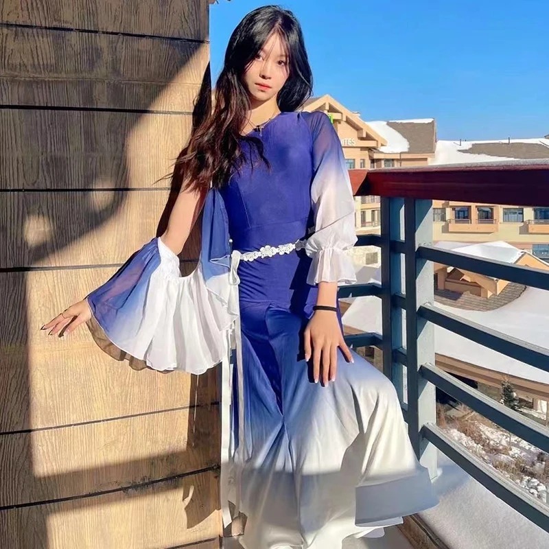 Modern Dance Dress Adult Women National Standard Ballroom Dance Top Skirt Suit Competition Wear DN14586 - Image 6