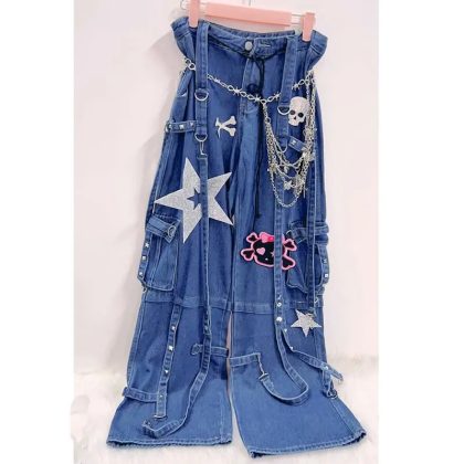 Y2K Gothic Hip Hop Jeans Vintage Punk Streetwear Couple Denim Pants