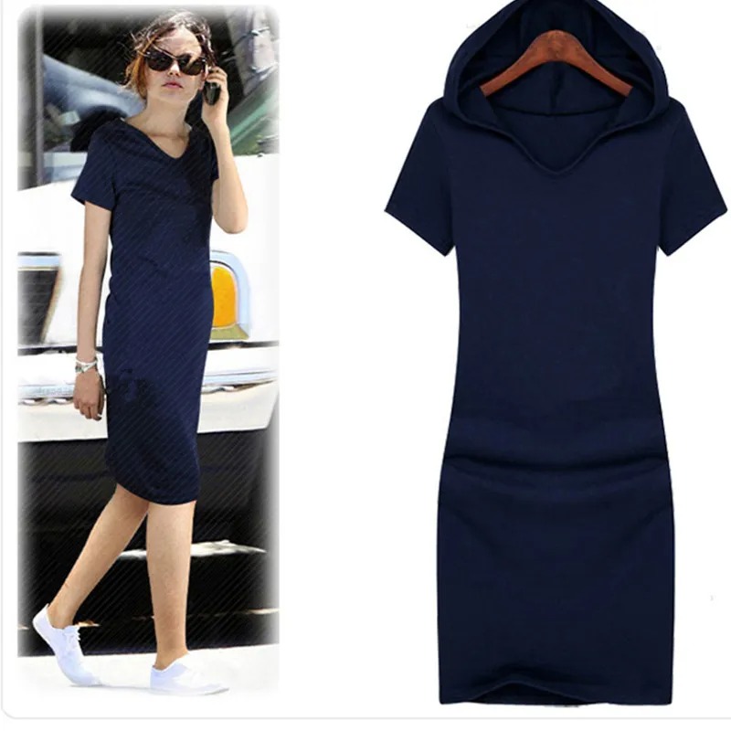2025 New Fashion Women’s Casual Hooded Knee-Length Dress | Plus Size XS–10XL Summer Cotton Dress