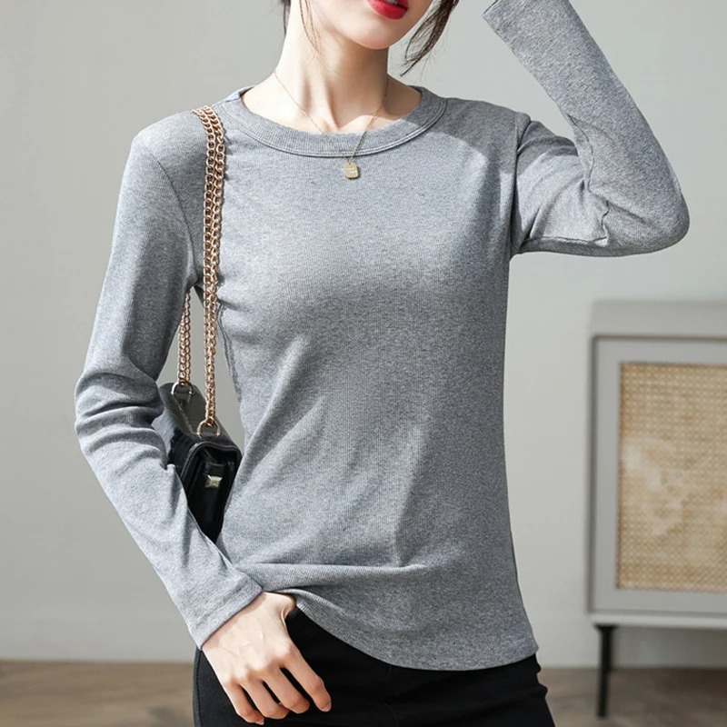 Korean Style Long Sleeve T-Shirt for Women – Autumn Slim Basic Top - Image 5