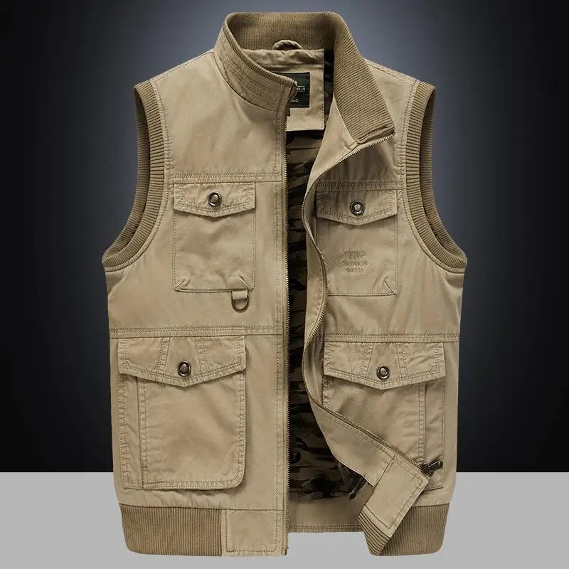Men’s Cotton Travel Cargo Vest – Multi-Pocket Sleeveless Tactical Reporter Jacket (M–4XL) - Image 2