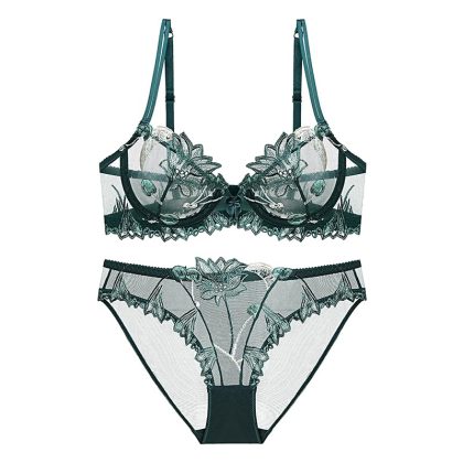 Sexy Floral Lace Lingerie Set Women Transparent Breathable Bra Underwear Set