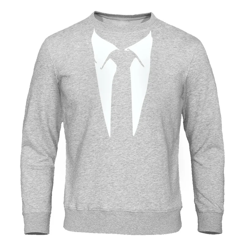 Men’s Tuxedo Print Hoodie Retro Tie Design Funny Streetwear Cotton Pullover Sweatshirt - Image 6