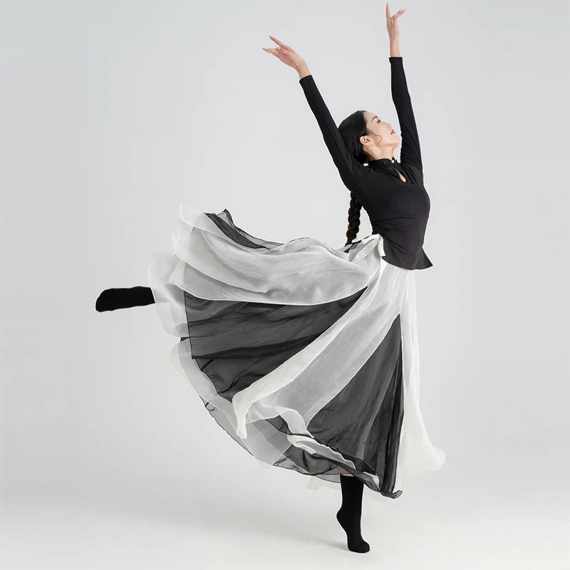 Chiffon Dance Wrap Skirt Fairy Style Flexible Long Georgette Layered Skirt Modern Chinese Classical Dancewear - Image 2