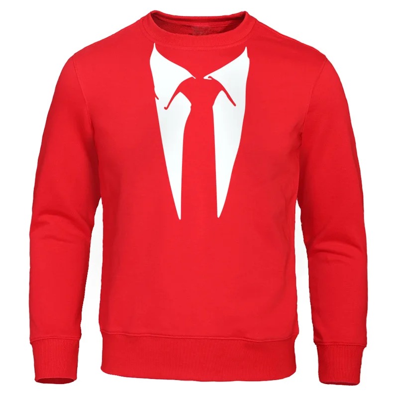 Men’s Tuxedo Print Hoodie Retro Tie Design Funny Streetwear Cotton Pullover Sweatshirt - Image 3