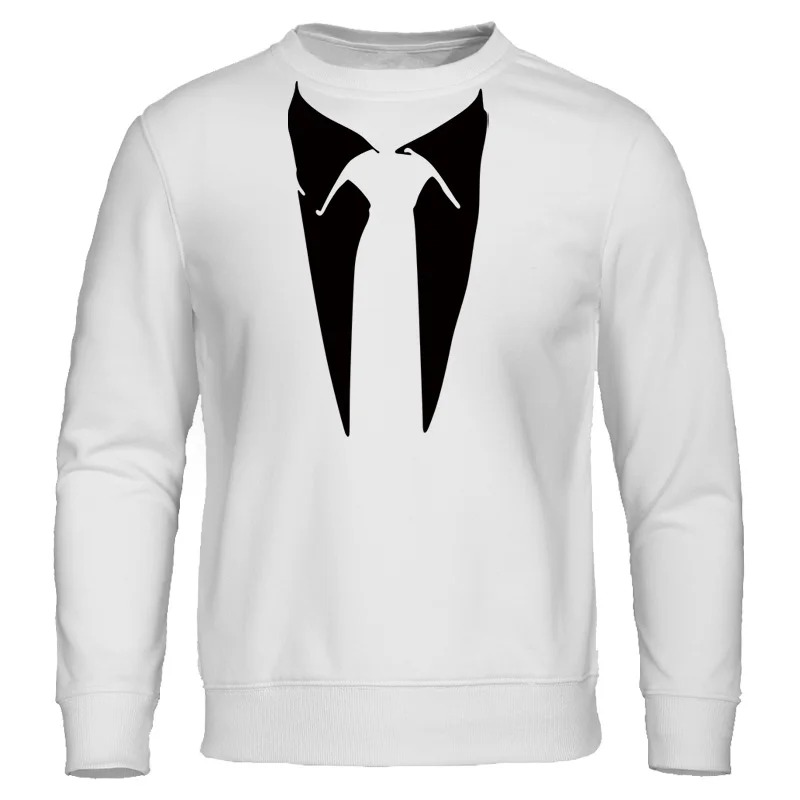 Men’s Tuxedo Print Hoodie Retro Tie Design Funny Streetwear Cotton Pullover Sweatshirt - Image 4