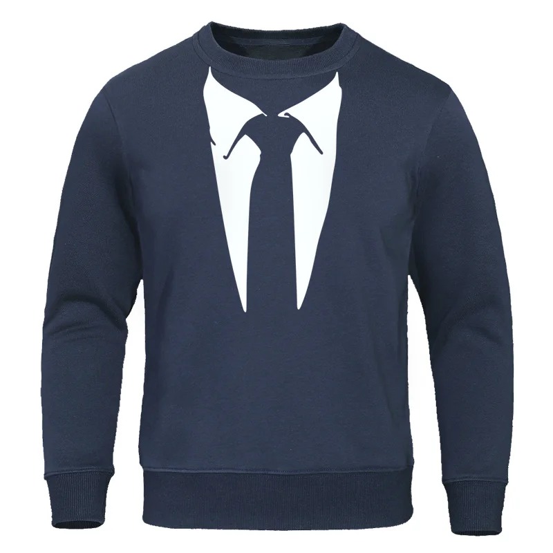 Men’s Tuxedo Print Hoodie Retro Tie Design Funny Streetwear Cotton Pullover Sweatshirt - Image 2