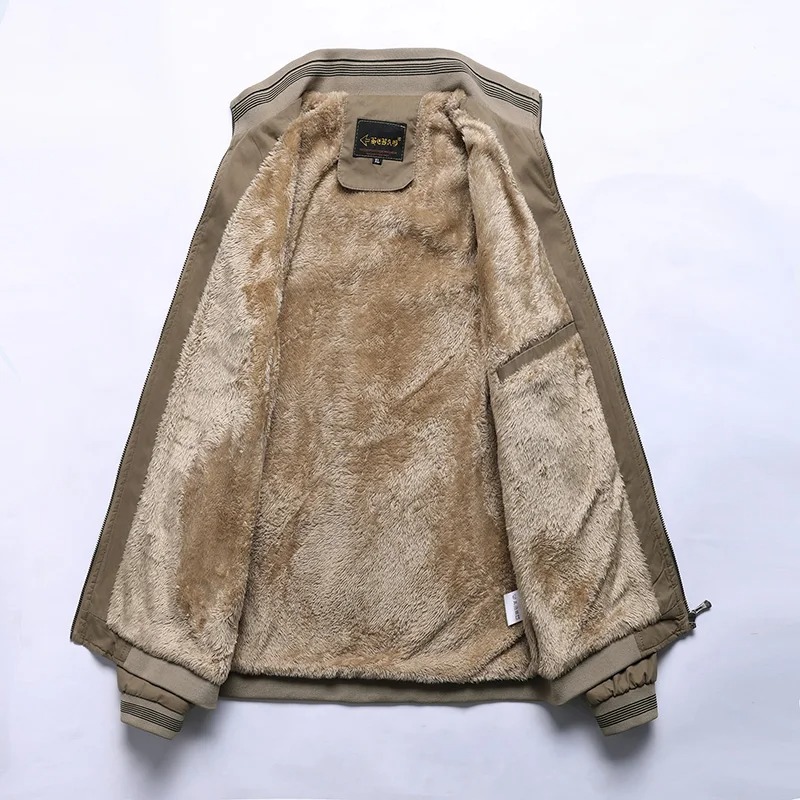 Men’s Autumn Winter Cotton Jacket – Vintage Casual Fleece-Lined Warm Coat - Image 8
