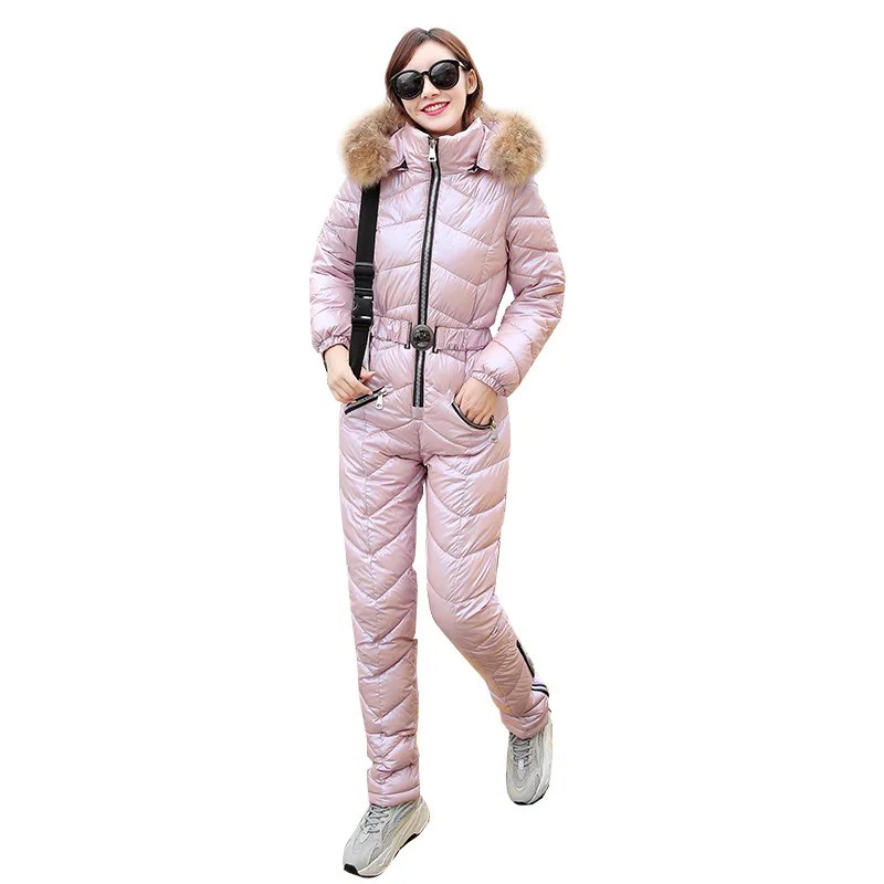 Thickened Cotton Padded Women One Piece Ski Suit Winter Outdoor Slim Fit Snowsuit - Image 6