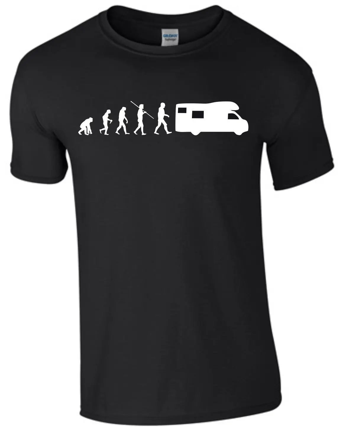 Men’s Camper Evolution T-Shirt Wohnmobi Caravan Funny Travel Graphic Tee Short Sleeve Cotton Shirt - Image 2