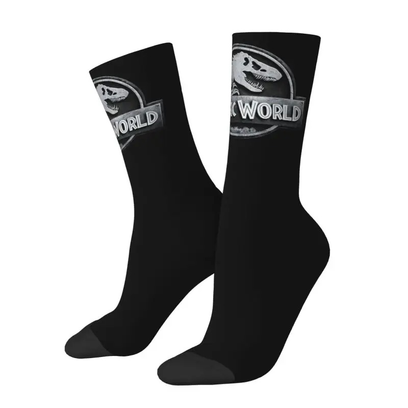 Jurassic Park Men Women Crew Socks Unisex Fun 3D Printed Dinosaur World Dress Socks - Image 3