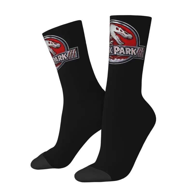 Jurassic Park Men Women Crew Socks Unisex Fun 3D Printed Dinosaur World Dress Socks - Image 2