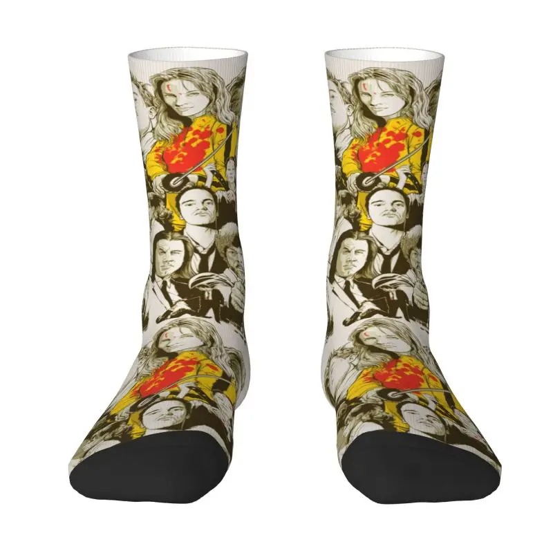 Quentin Tarantino Film Men Women Crew Socks Unisex Kawaii 3D Printing Dress Socks - Image 5