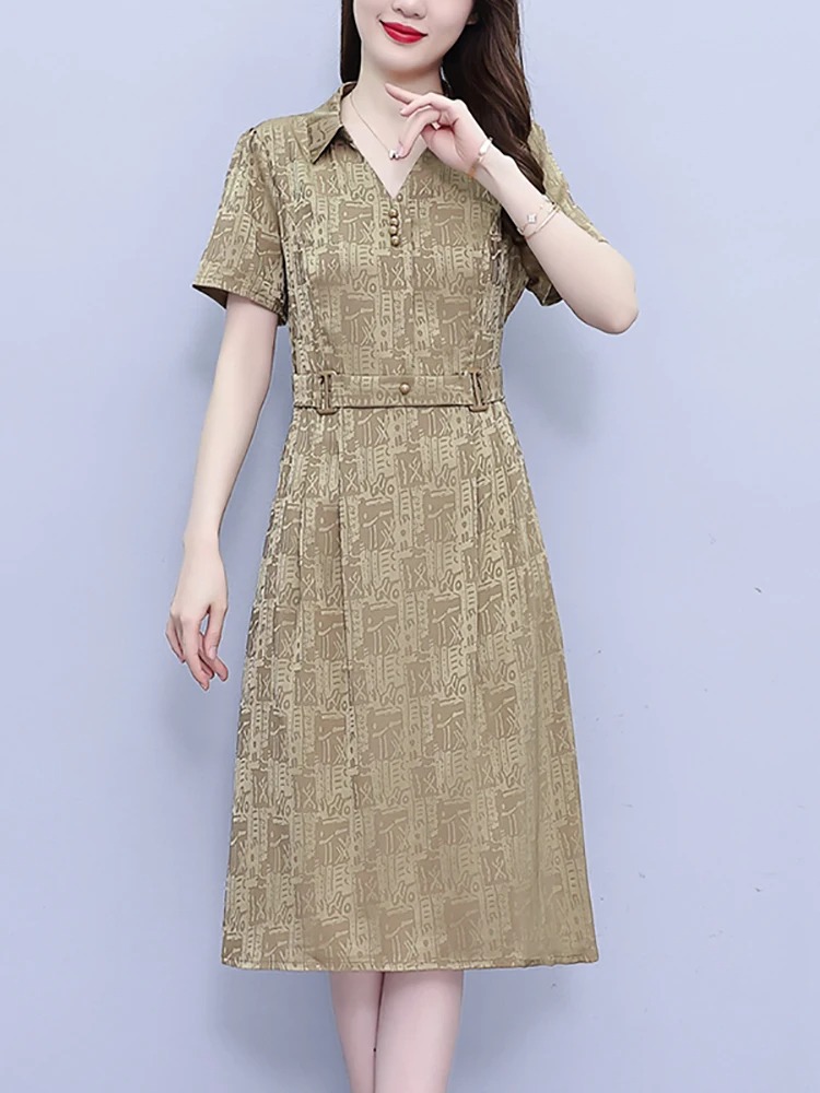 Women’s 2024 Red Silk Midi Dress | Short Sleeve Polo Collar Elegant Bodycon Party Dress - Image 6
