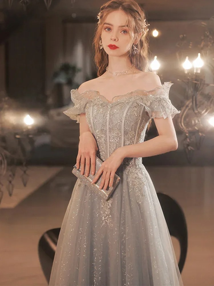 Custom Sequin A Line Evening Gown Strapless Backless Dress - Image 5