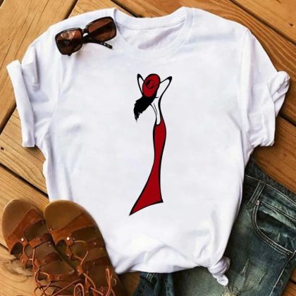 Harajuku Line Art T-Shirt – Cartoon Graphic Casual Women Tee
