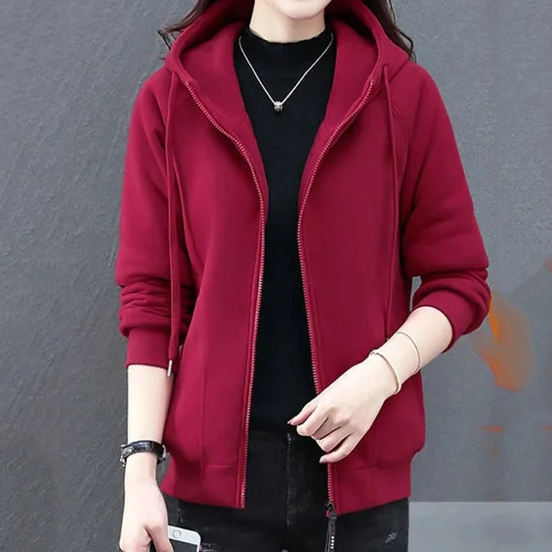Winter Women Zip-Up Hoodie Jacket – Warm Fleece Lined Casual Slim Fit Hooded Sweatshirt Coat - Image 7