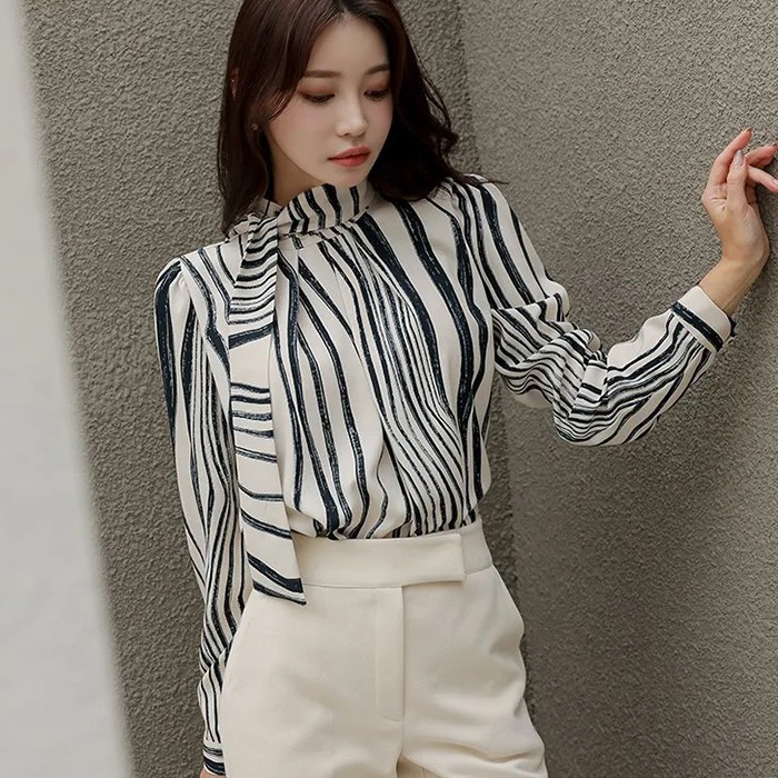 Striped shirt autumn women zebra shirt personality retro top girl - Image 6