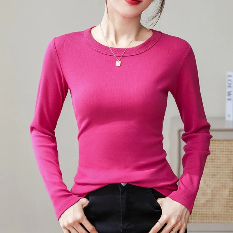 Korean Style Long Sleeve T-Shirt for Women – Autumn Slim Basic Top - Image 3