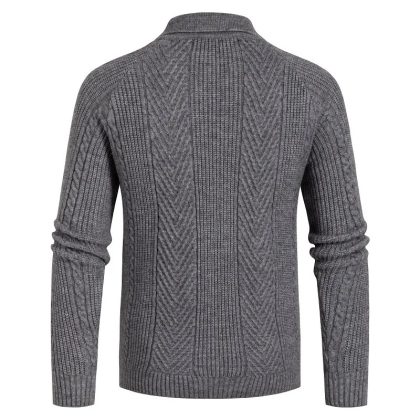 Men’s Winter Thick Polo Sweater – Warm Casual Lapel Shirt