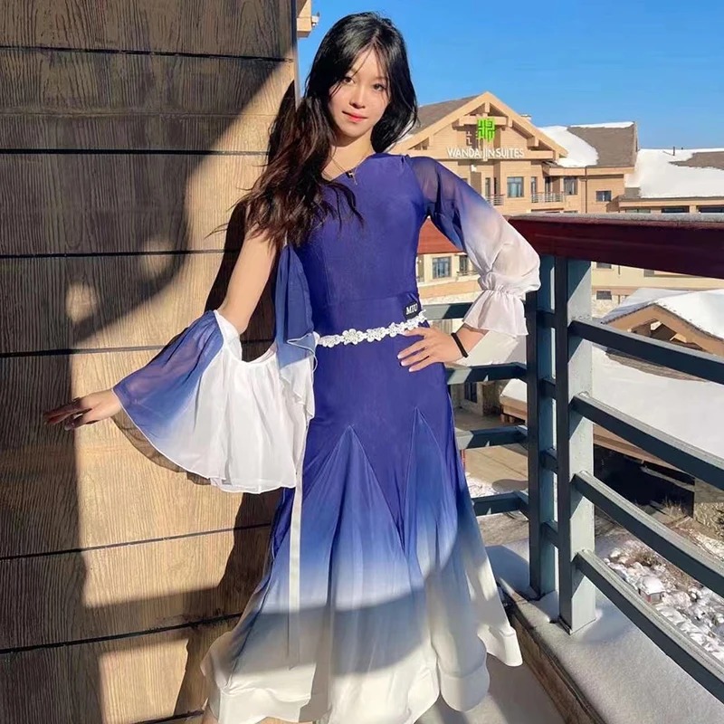Modern Dance Dress Adult Women National Standard Ballroom Dance Top Skirt Suit Competition Wear DN14586 - Image 5