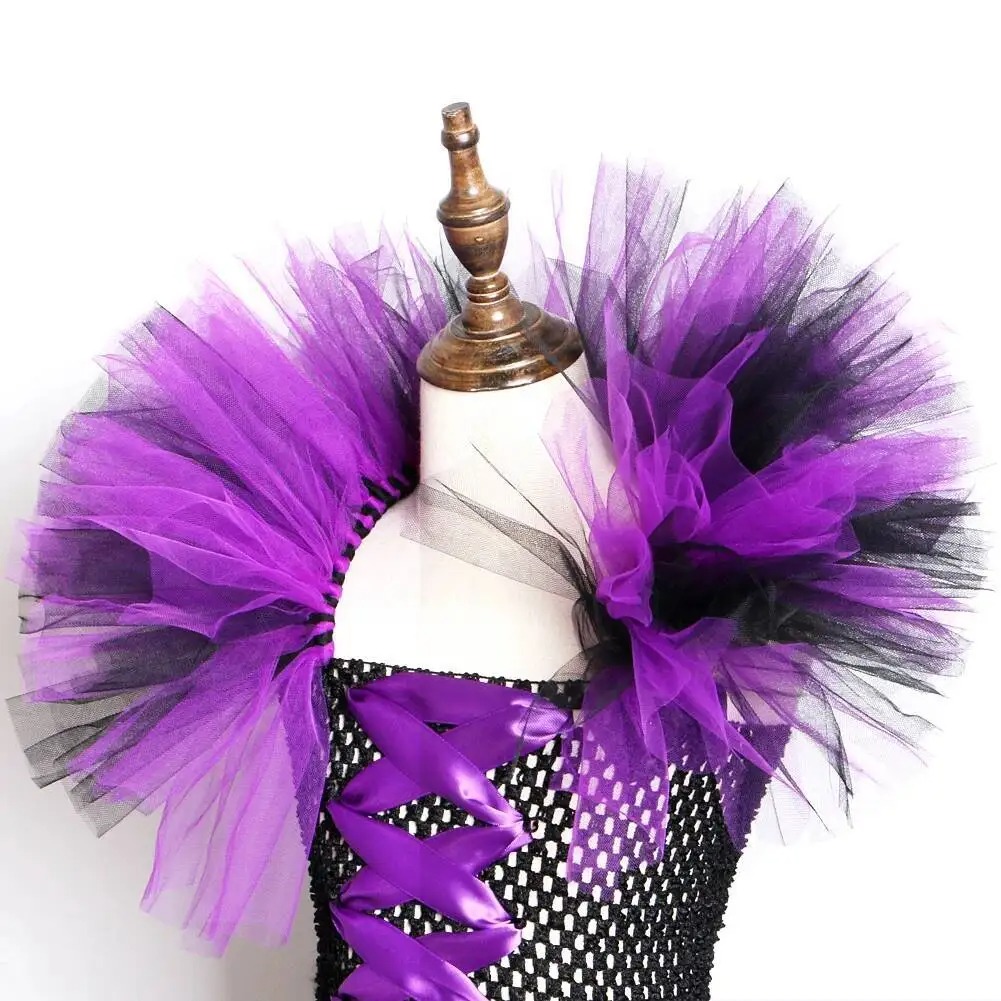 Horns Wings Costume Girls Princess Tutu Dress Devil Halloween Evil Queen Kids Cosplay Outfit - Image 4