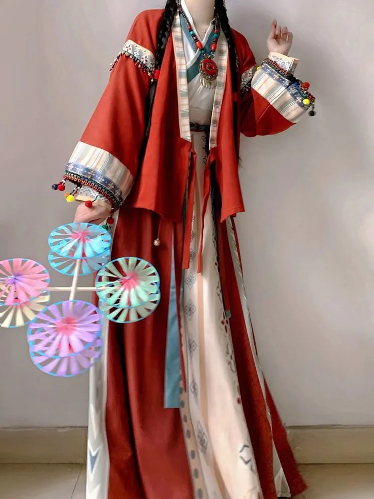 Modern Hanfu Improved Chinese Traditional Dress Fairy Red Hanfu Women Robe Cosplay Costume - Image 2