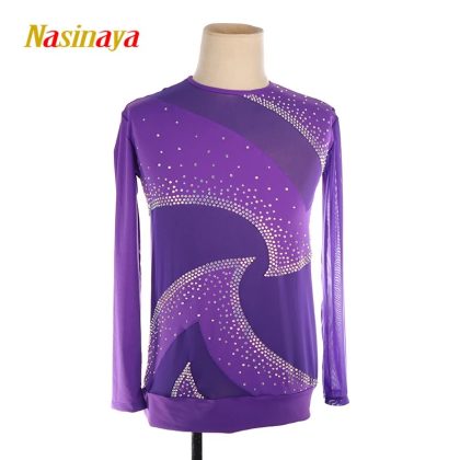 Nasinaya Men Figure Skating Competition Training Performance Leotard Children Gymnastics Mesh Outfit