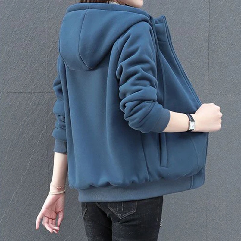 Winter Women Zip-Up Hoodie Jacket – Warm Fleece Lined Casual Slim Fit Hooded Sweatshirt Coat - Image 5