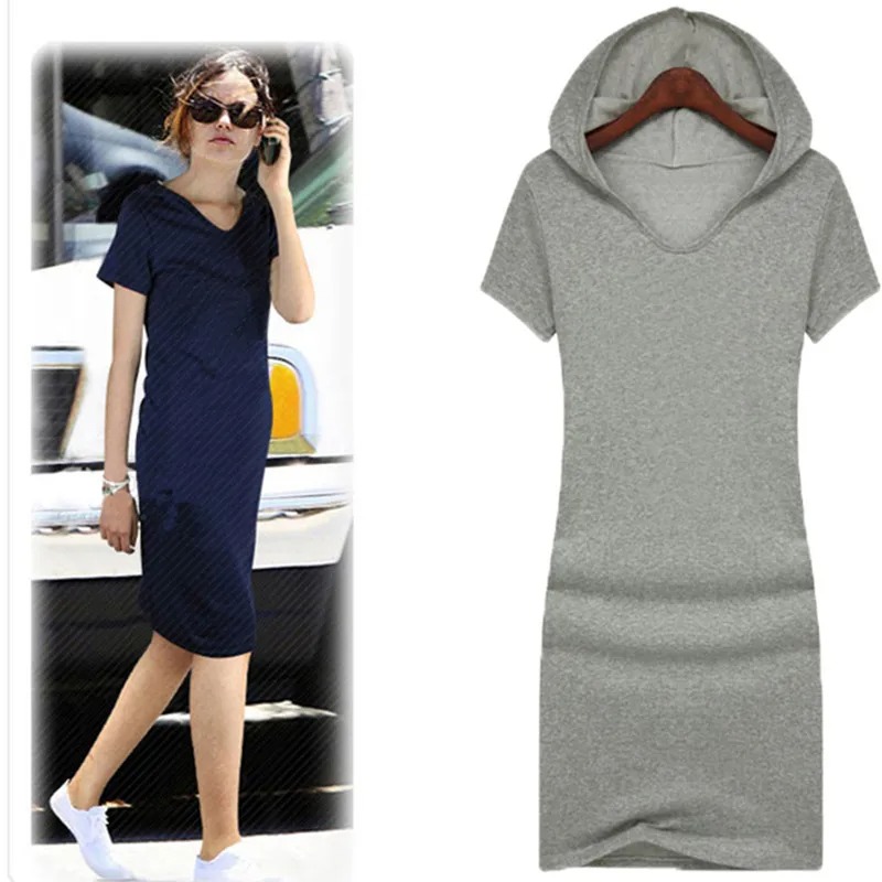 2025 New Fashion Women’s Casual Hooded Knee-Length Dress | Plus Size XS–10XL Summer Cotton Dress - Image 4