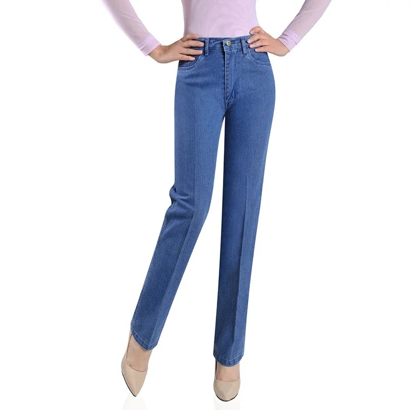 2025 Women High Waist Stretch Jeans Plus Size Straight Denim Pants Middle Aged Mother Casual Trousers - Image 5