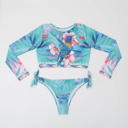2025 New Long Sleeve Bikini Set Women Two Piece Swimsuit Print Swimwear Female Brazilian Bathing Suit Summer Beach Wear Swimming