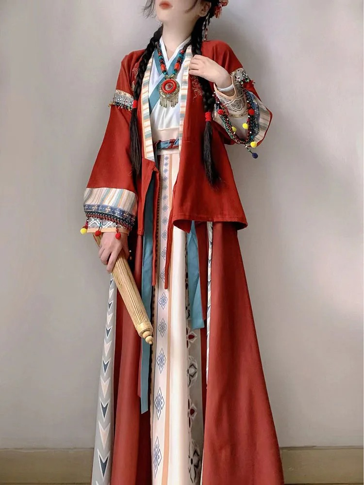 Modern Hanfu Improved Chinese Traditional Dress Fairy Red Hanfu Women Robe Cosplay Costume - Image 3