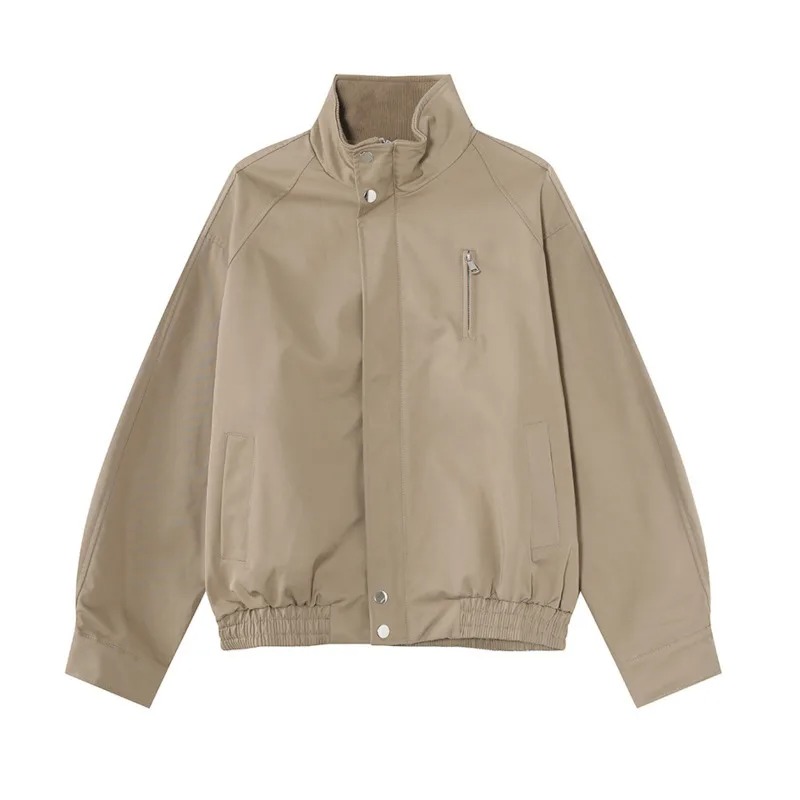 SYUHGFA 2025 Men’s Autumn Jacket – Stand Collar Zip-Up Solid Color Korean Style Coat - Image 3
