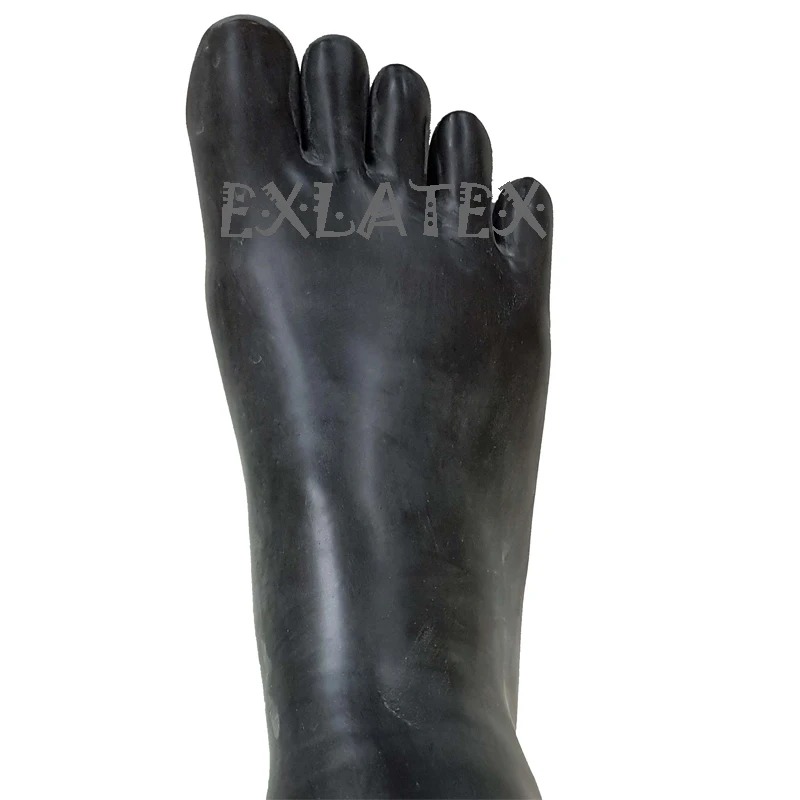 Latex Knee-High Stockings – Solid Color Stretch Rubber Look Calf Socks - Image 3