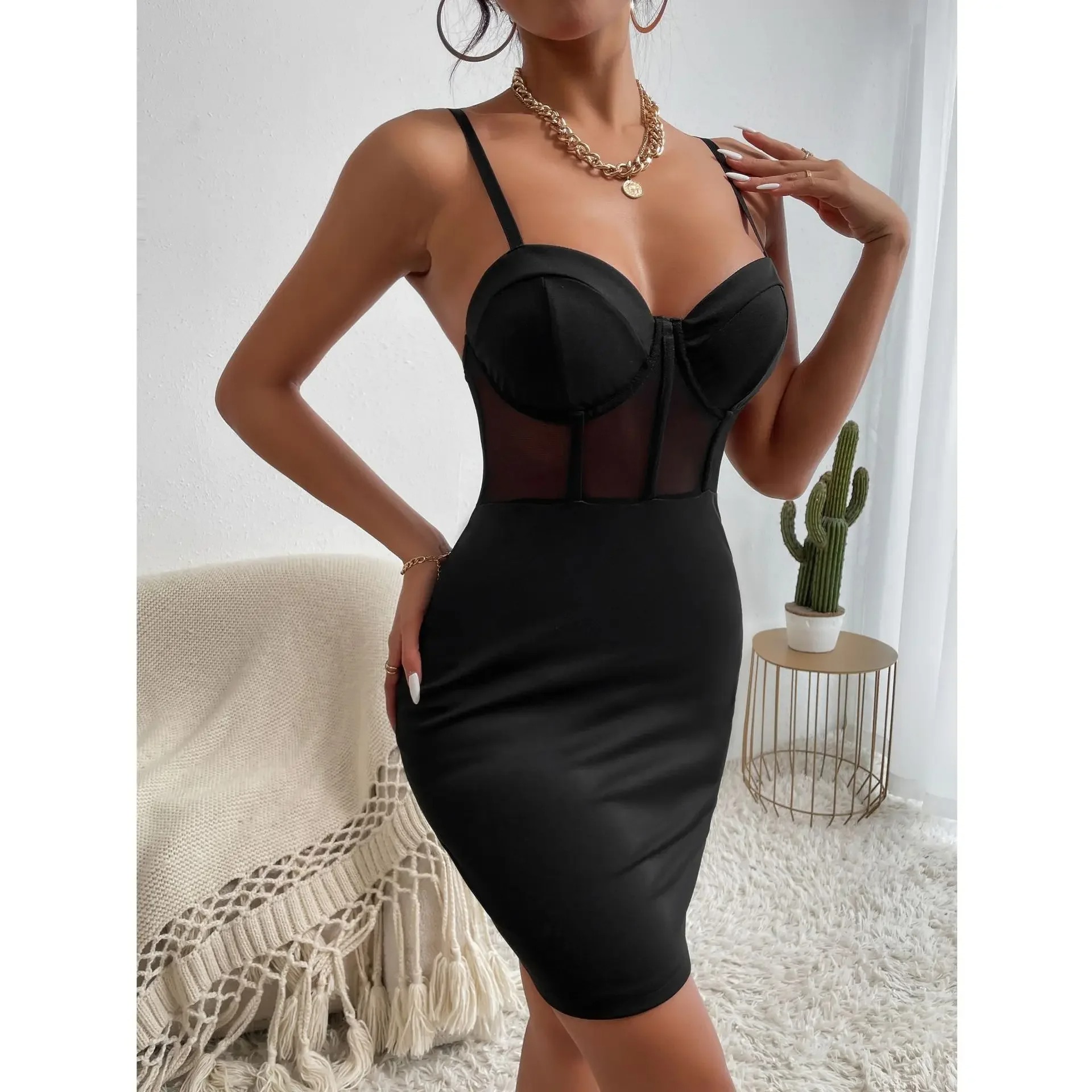 Y2K Mesh Hollow-Out Halter Mini Dress – Women’s Sheer Clubwear - Image 6
