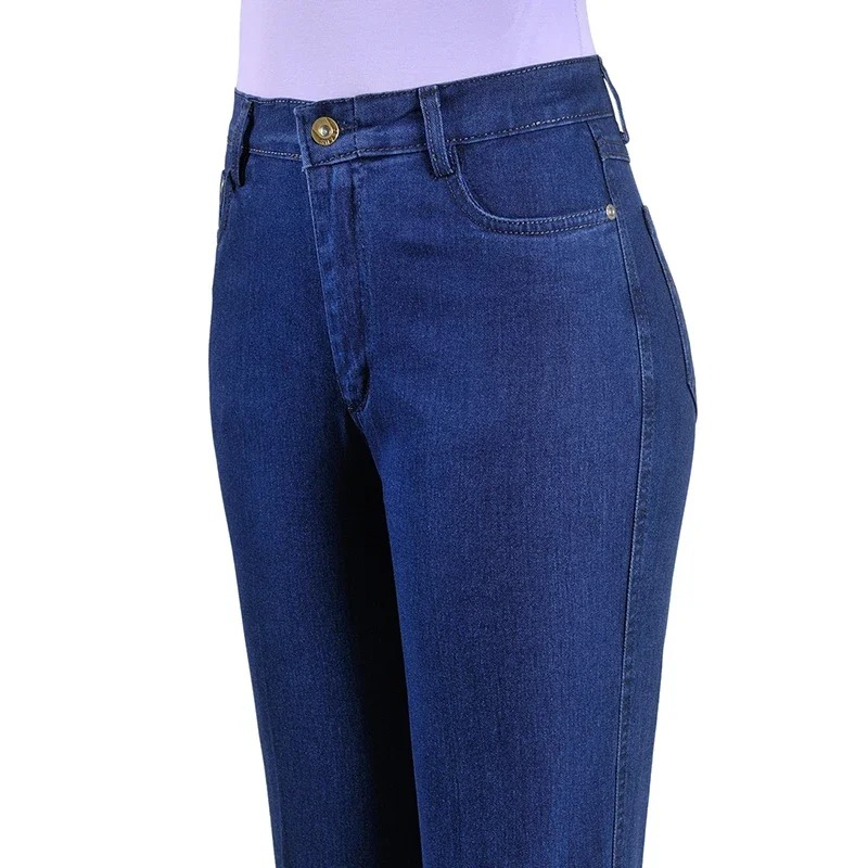 2025 Women High Waist Stretch Jeans Plus Size Straight Denim Pants Middle Aged Mother Casual Trousers - Image 2