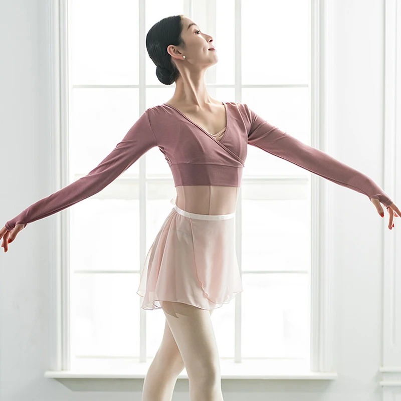 Women’s Ballet Thumb Hole Long Sleeve Crop Top – Soft Dance Training Pullover - Image 5