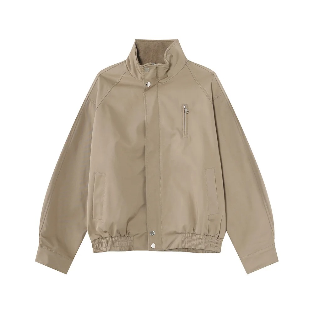 SYUHGFA 2025 Men’s Autumn Jacket – Stand Collar Zip-Up Solid Color Korean Style Coat - Image 4