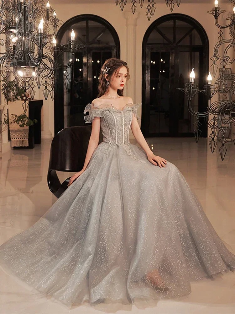 Custom Sequin A Line Evening Gown Strapless Backless Dress - Image 2