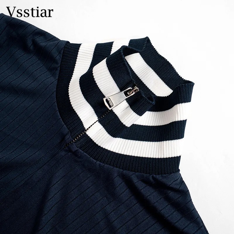 Women Knitted Two Piece Set Striped Crop Top Flare Pants Winter Outfit - Image 2