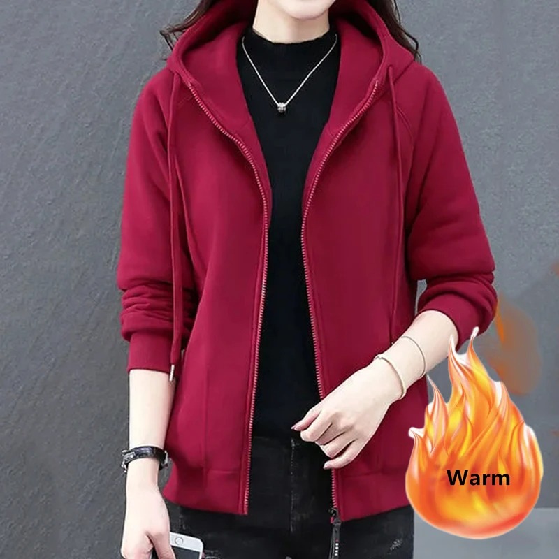 Winter Women Zip-Up Hoodie Jacket – Warm Fleece Lined Casual Slim Fit Hooded Sweatshirt Coat - Image 6