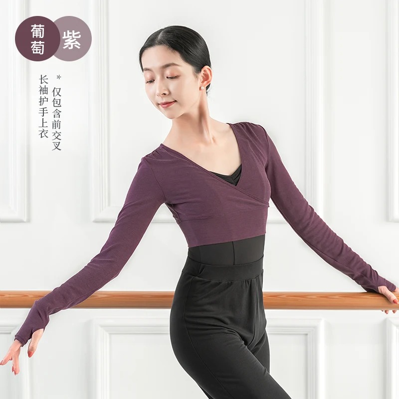 Women’s Ballet Thumb Hole Long Sleeve Crop Top – Soft Dance Training Pullover - Image 3