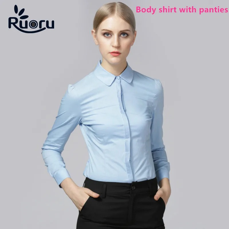 Ruoru Elegant Women Bodysuit Long Sleeve Office Wear Bodycon Top - Image 3