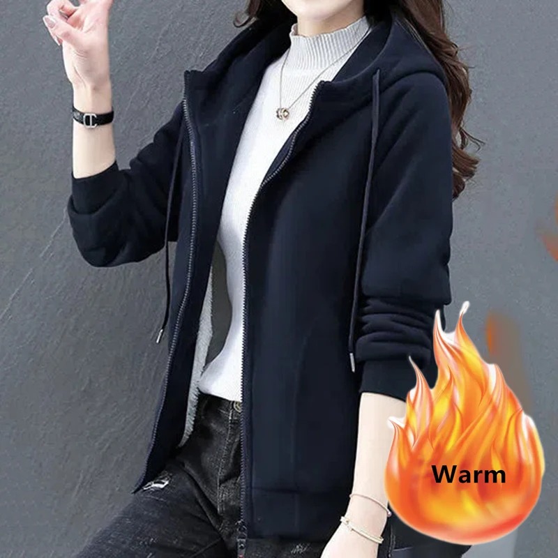 Winter Women Zip-Up Hoodie Jacket – Warm Fleece Lined Casual Slim Fit Hooded Sweatshirt Coat - Image 4