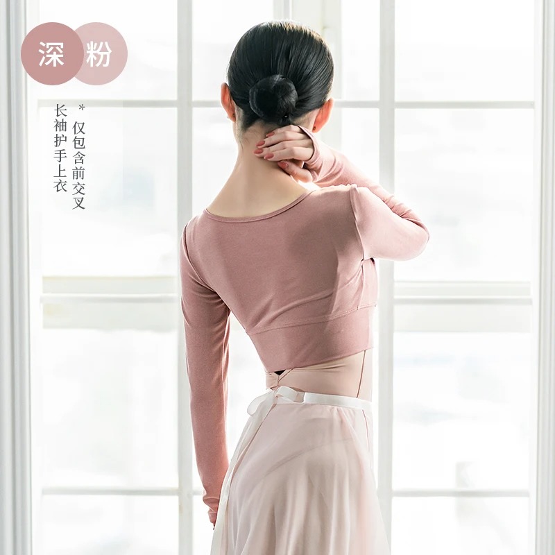 Women’s Ballet Thumb Hole Long Sleeve Crop Top – Soft Dance Training Pullover - Image 2